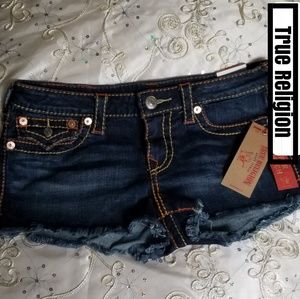 True Religion Womens Big T Cutoff Shorts-30 NWT